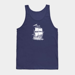 White Sailing Ship Tank Top